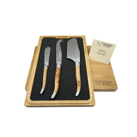 Laguiole En Aubrac 3pc Forged Cheese Set with Cleaver - Juniper Wood