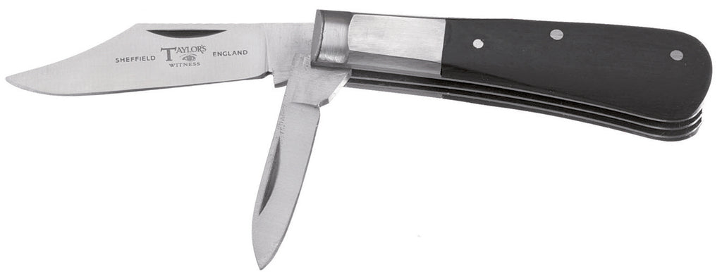 Taylor's Eye Pocket Knife Barlow Twin Blade | Clip and Pen Blade Black Handle | King of Knives