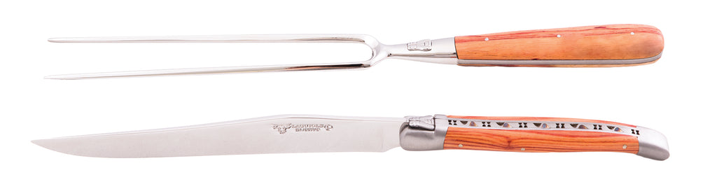Laguiole En Aubrac 2pc Forged Chef's Set - Olive Wood