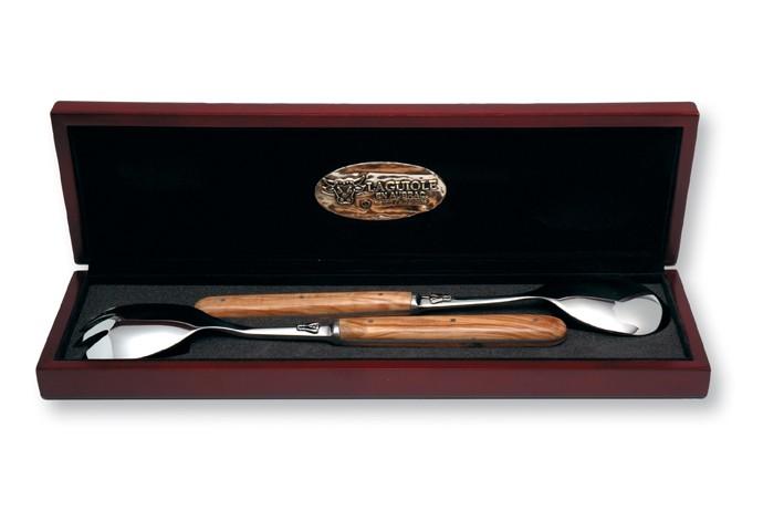 Laguiole En Aubrac 2pc Salad Set - Olive Wood