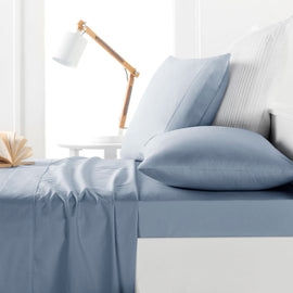 Belmondo 225TC Polyester Cotton Sheet Set French Blue King | King of Knives e-store