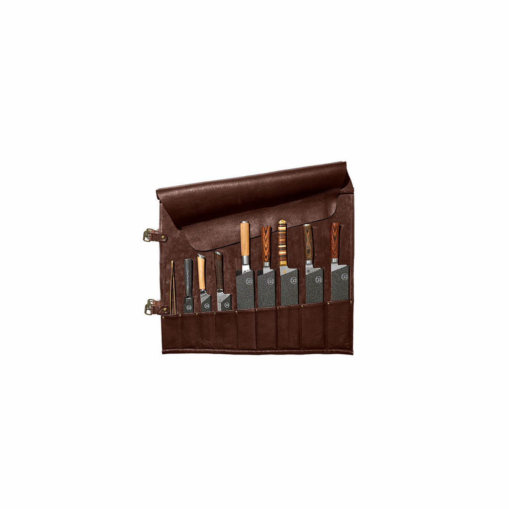 Witloft Knife rolls 9-pocket - Dark Brown/Dark Brown