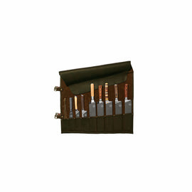 Witloft Knife rolls 9-pocket - Green/Cognac
