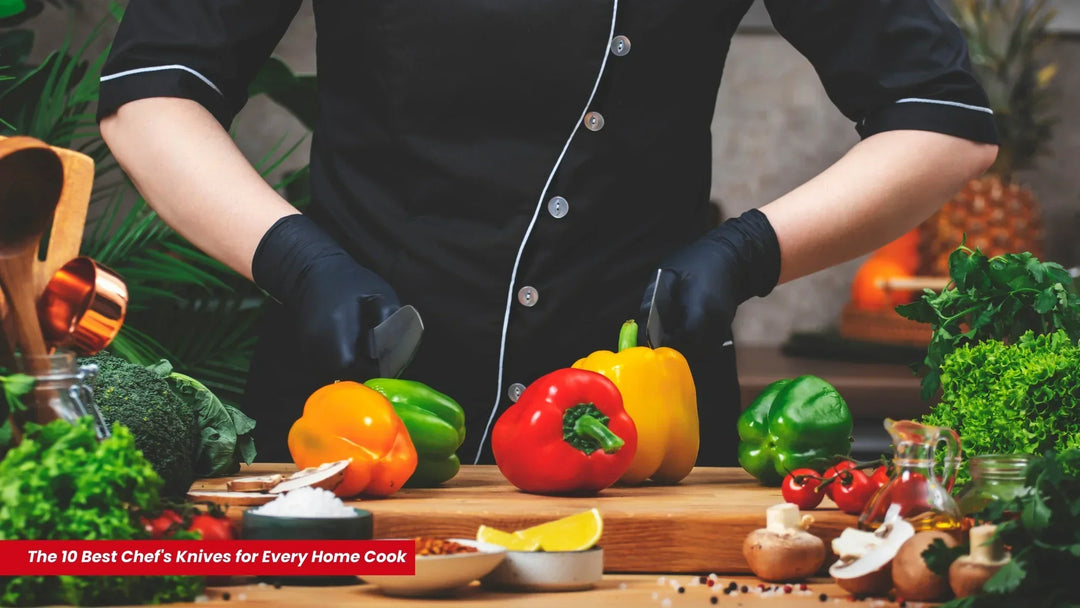 A chef chopping vegetables with a chef's knife