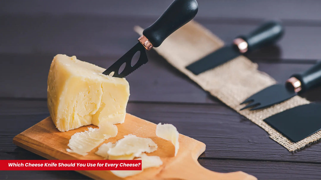 different cheese knives with cheese