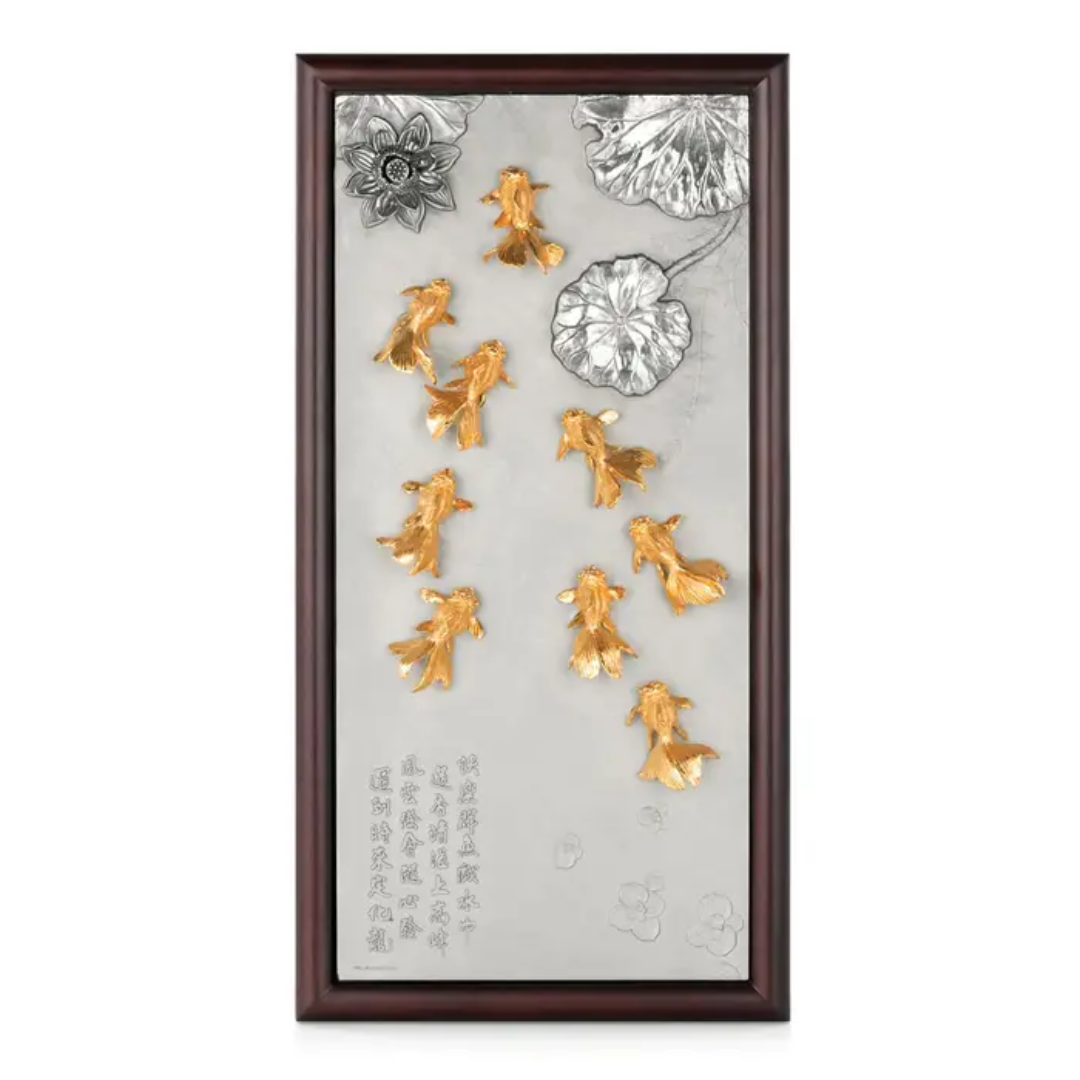 Royal Selangor Plaques Oriental Goldfish Plaque, Gilt