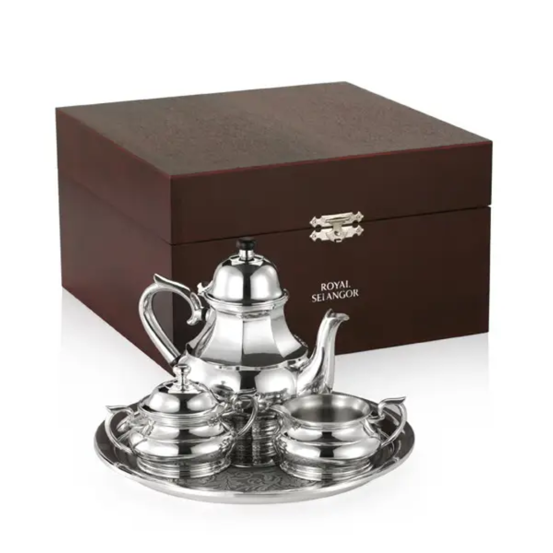 Royal Selangor Sovereign Goblet Pair (16cL) - G/Box Tea Set - Gift Boxed