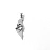 Stainless Steel Israel Map Necklace with Star of David-3