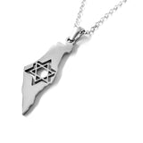 Stainless Steel Israel Map Necklace with Star of David-4