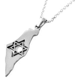 Stainless Steel Israel Map Necklace with Star of David-2