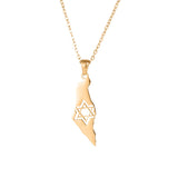 Stainless Steel Israel Map Necklace with Star of David-1