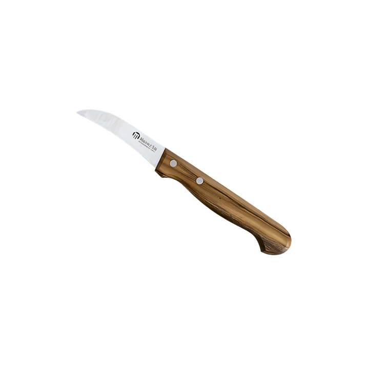 Maserin 7cm curved paring knife AISI 420 stainless steel olive wood handle