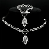 Hamsa Pendant Necklace and Bracelet Set-2