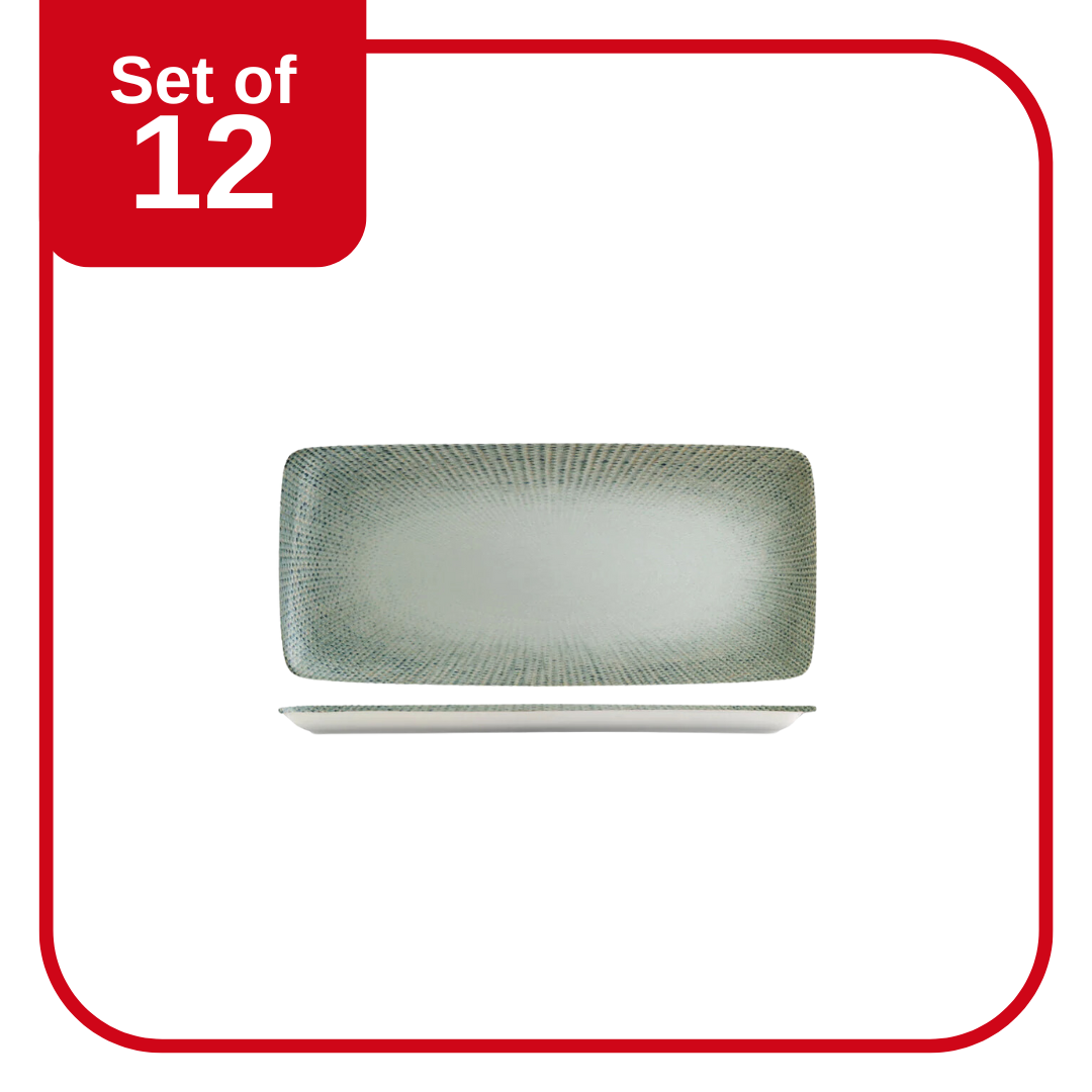 Bonna Sway Moove rectangular platter 340x160mm vitrified porcelain in earthy tones with woven texture, durable and microwave-safe, perfect for mains, platters, or buffet-style dishes.
