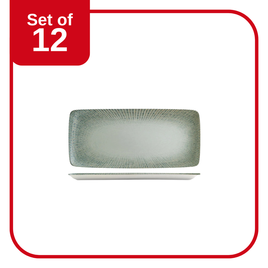 Bonna Sway Moove rectangular platter 340x160mm vitrified porcelain in earthy tones with woven texture, durable and microwave-safe, perfect for mains, platters, or buffet-style dishes.