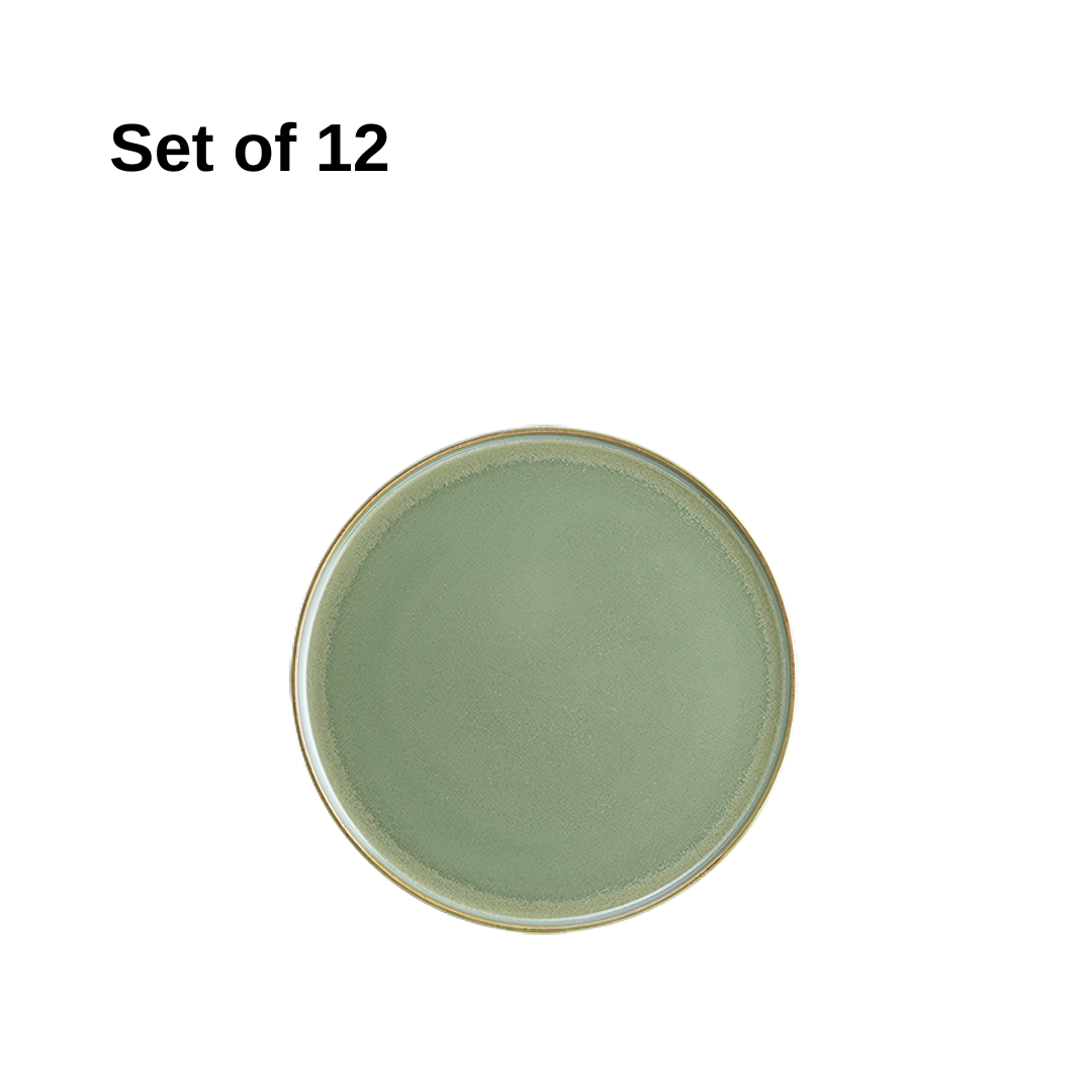 Bonna Sage Hygge 160mm porcelain round plate with soft sage reactive glaze, durable and microwave safe, perfect for desserts, appetisers, or side dishes.