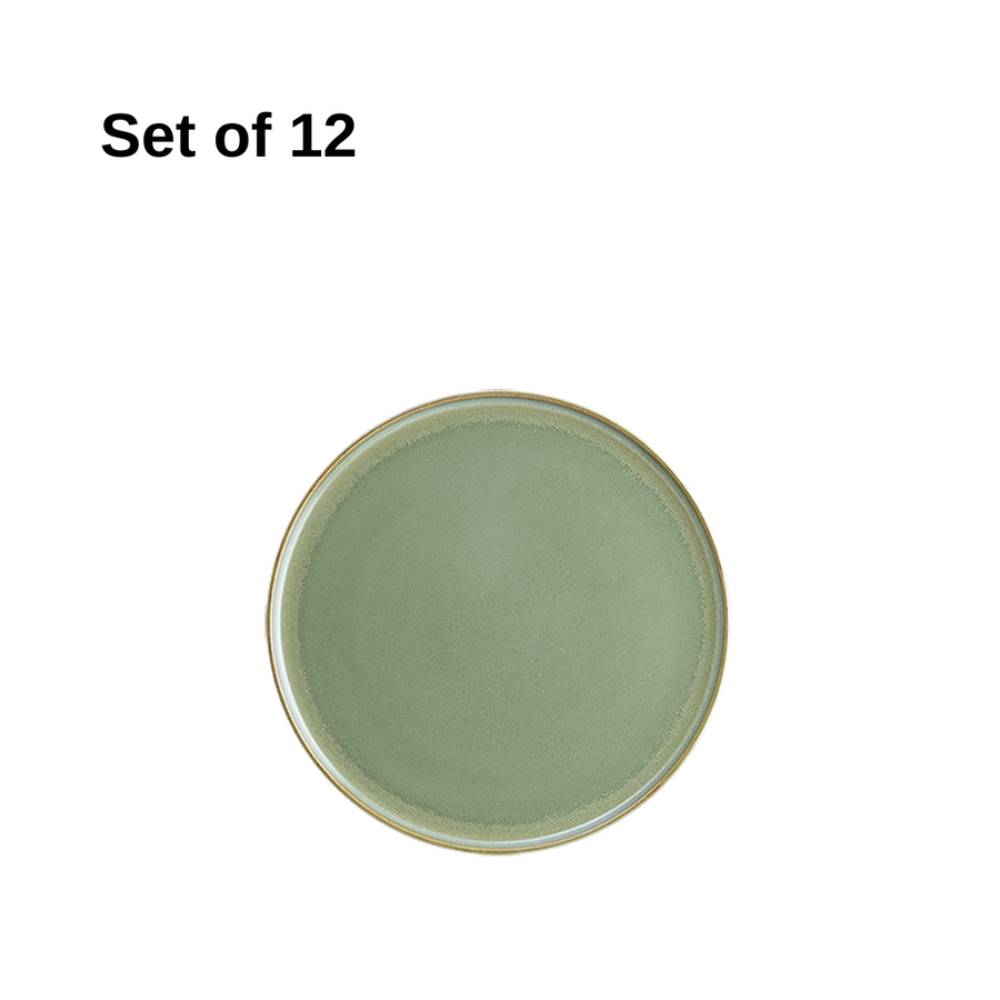 Bonna Sage Hygge 160mm porcelain round plate with soft sage reactive glaze, durable and microwave safe, perfect for desserts, appetisers, or side dishes.