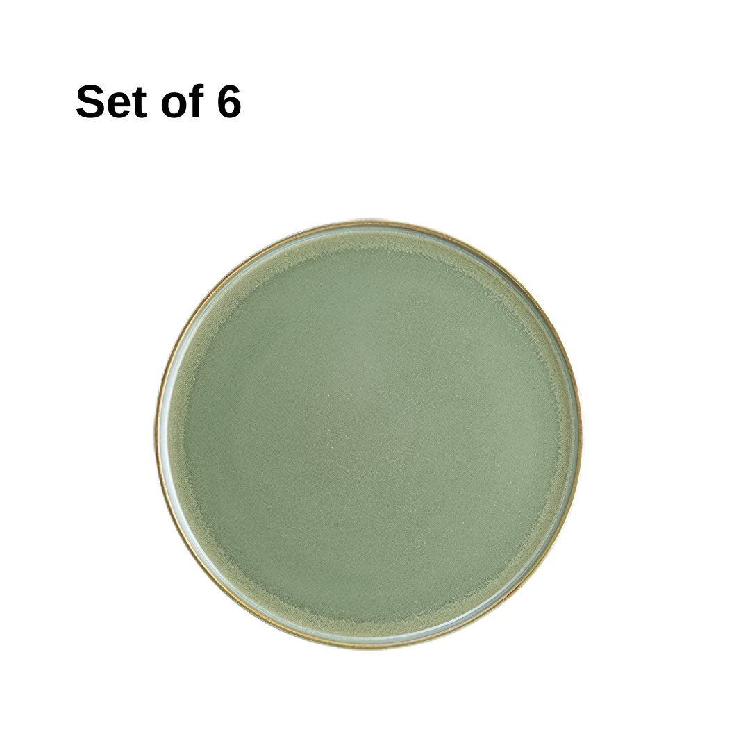 Bonna Sage Hygge round plate 280mm crafted in porcelain with soft sage reactive glaze. Durable, microwave safe, perfect for mains or shared platters.