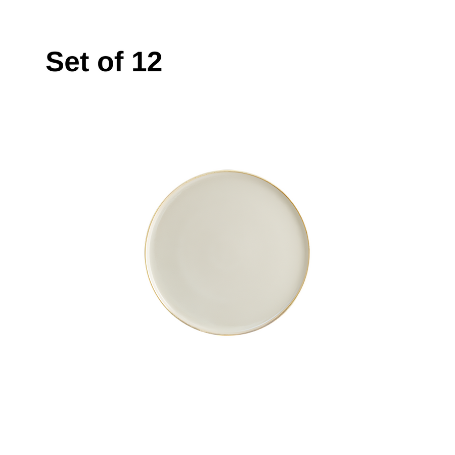 Bonna Sand Hygge round plate 160x17mm porcelain set of 12 with reactive glaze, durable and microwave-safe, perfect for appetisers, desserts, and sides.