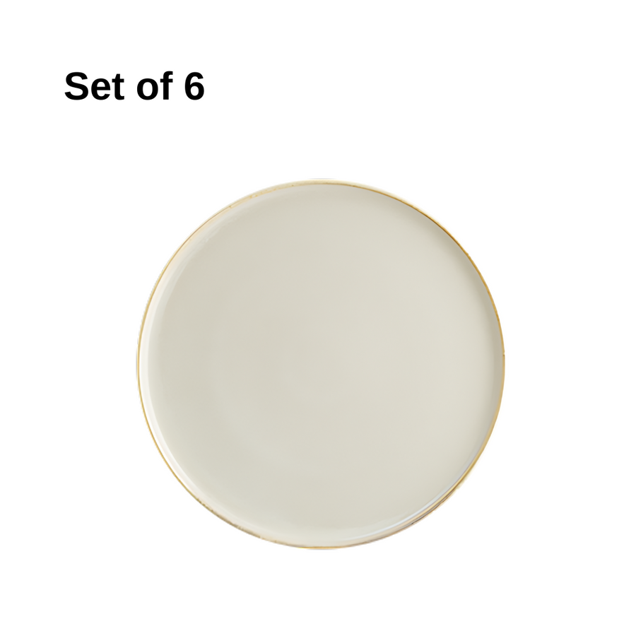 Bonna Sand Hygge round plate 220x17mm porcelain set of 6 with reactive glaze, durable and microwave-safe, perfect for entrées, appetisers, and light meals.