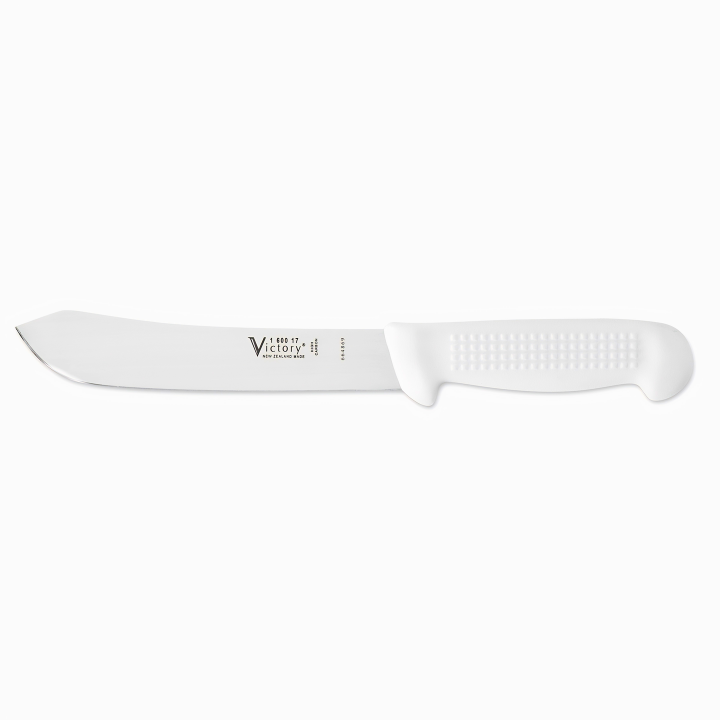 Victory 17cm carbon steel butchers knife white plastic handle meat processing knife