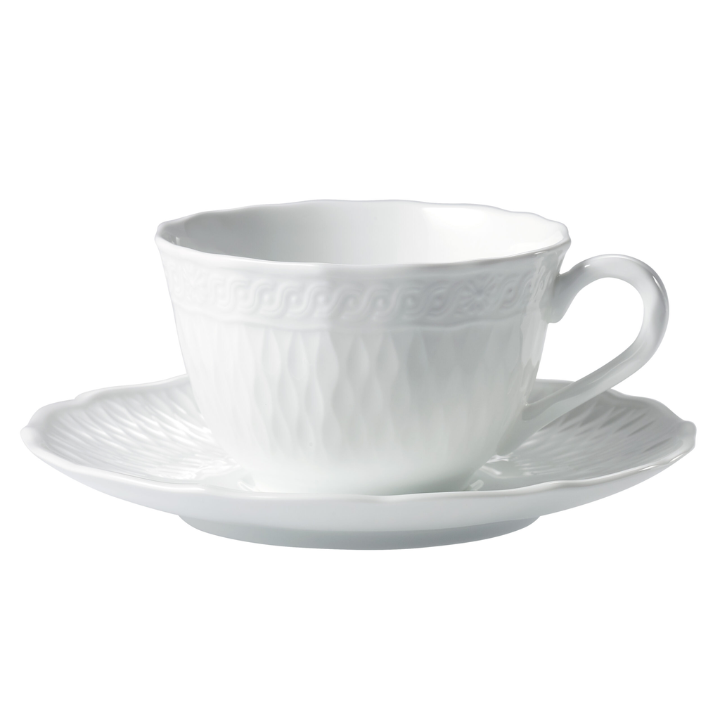 Noritake Cher Blanc Cup & Saucer 2pce Set White