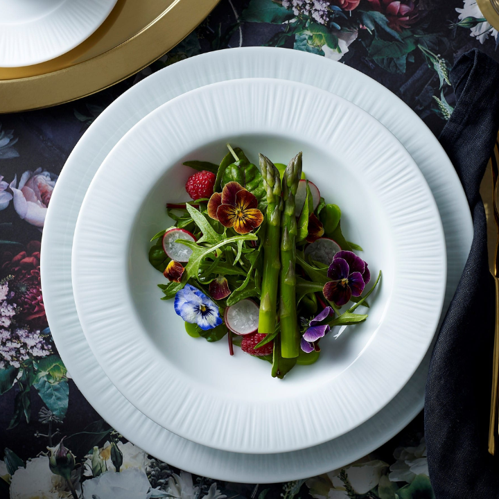 Noritake Conifere 23cm Rimmed Soup Bowl, White, Stacked