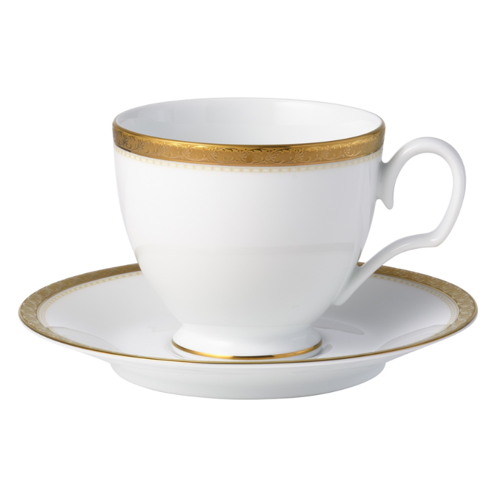 Noritake Charlotta Gold Fine Porcelain Saucer, gold-rimmed, microwave-safe
