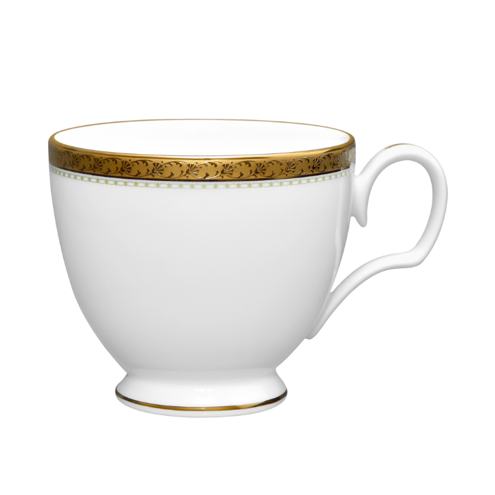 Noritake Charlotta Gold Fine Porcelain Tea Cup, gold-rimmed, microwave-safe, 250ml