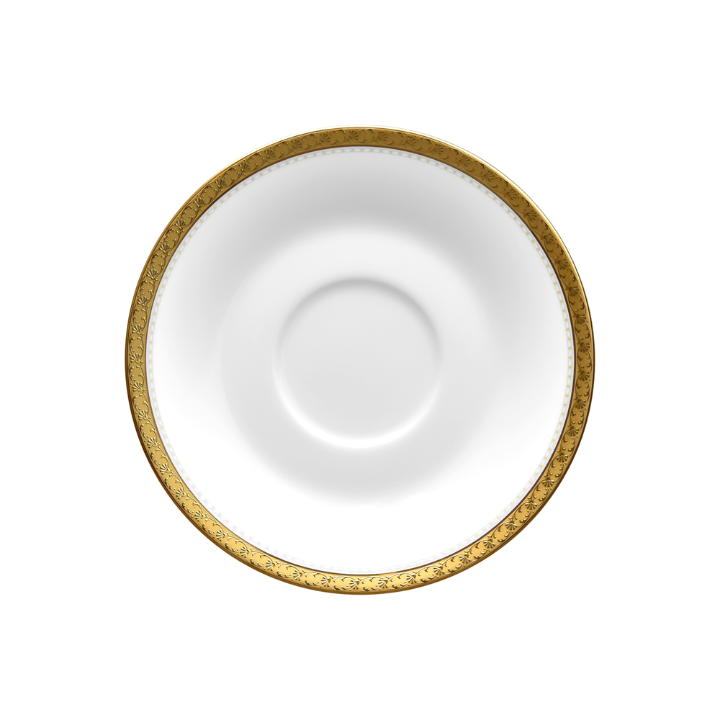 Noritake Charlotta Gold Fine Porcelain Saucer, gold-rimmed, microwave-safe