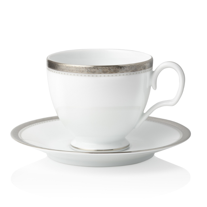 Noritake Charlotta Platinum Microwave Safe Cup & Saucer 250ml