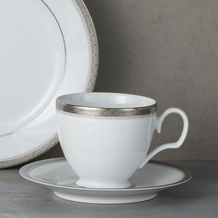 Noritake Charlotta Platinum Microwave Safe Cup & Saucer 250ml