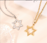 Hollow Star of David Pendant Necklace-3