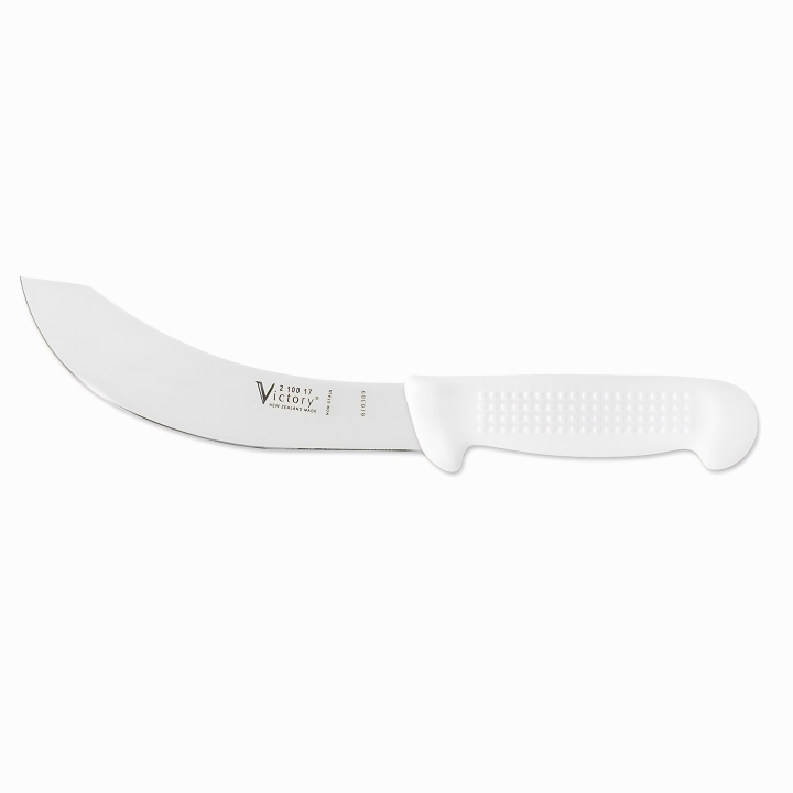 Victory 17cm stainless steel skinning knife white plastic handle butchery meat processing knife