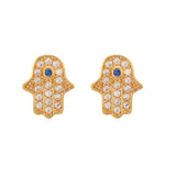 Hamsa Stud Earrings with Evil Eye Crystal-2