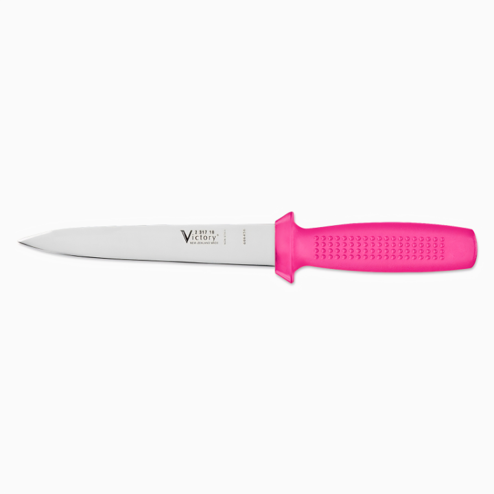 Victory 18cm pig sticking knife stainless steel pink ProGrip handle hunting homekill knife