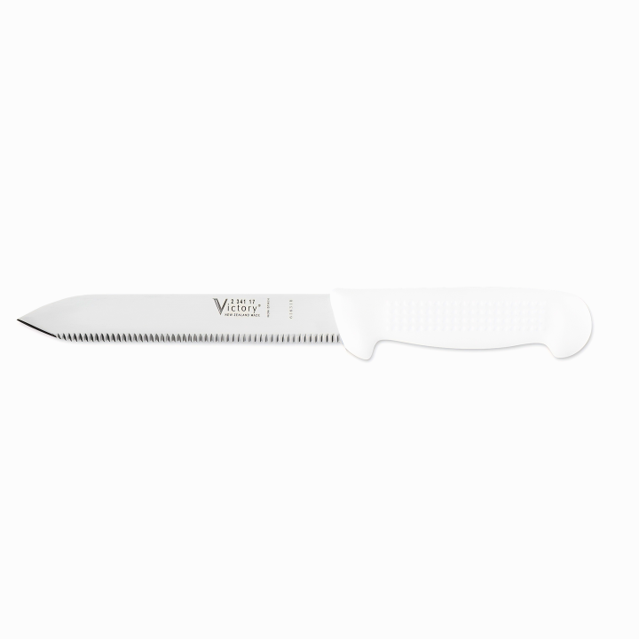 Victory 17cm serrated diving knife stainless steel white handle underwater cutting knife