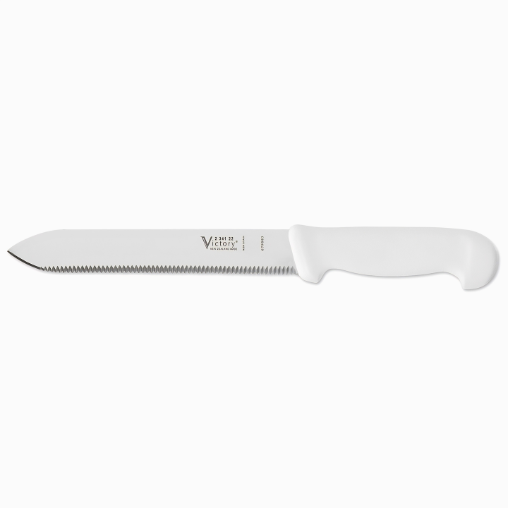 Victory 22cm serrated underwater knife stainless steel white handle diving safety cutting knife