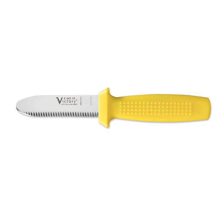 Victory 10cm serrated blunt tip underwater knife stainless steel yellow handle diving safety knife