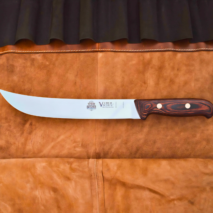 Victory 25cm steak butcher knife stainless steel blade EU laminate handle tattooed butcher knife
