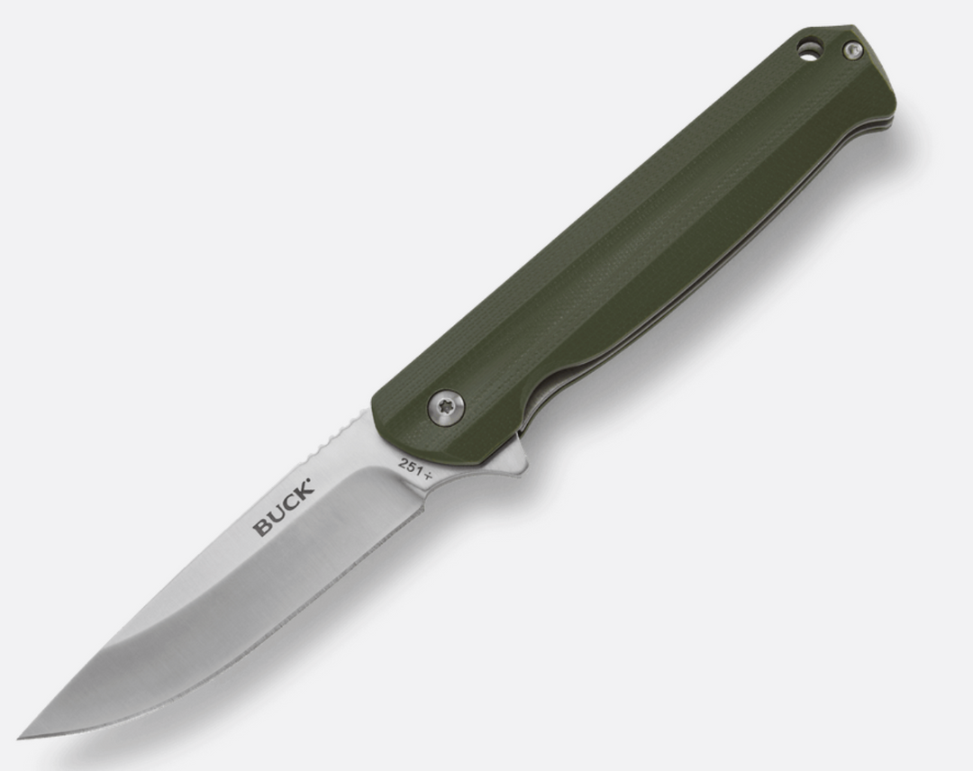 Buck Langford 3 3/8" Drop Point EDC Knife Green