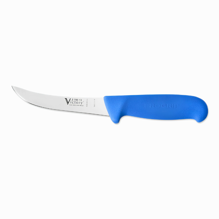 Victory Knives curved boning knife 13cm blue Progrip handle stainless steel meat trimming knife New Zealand