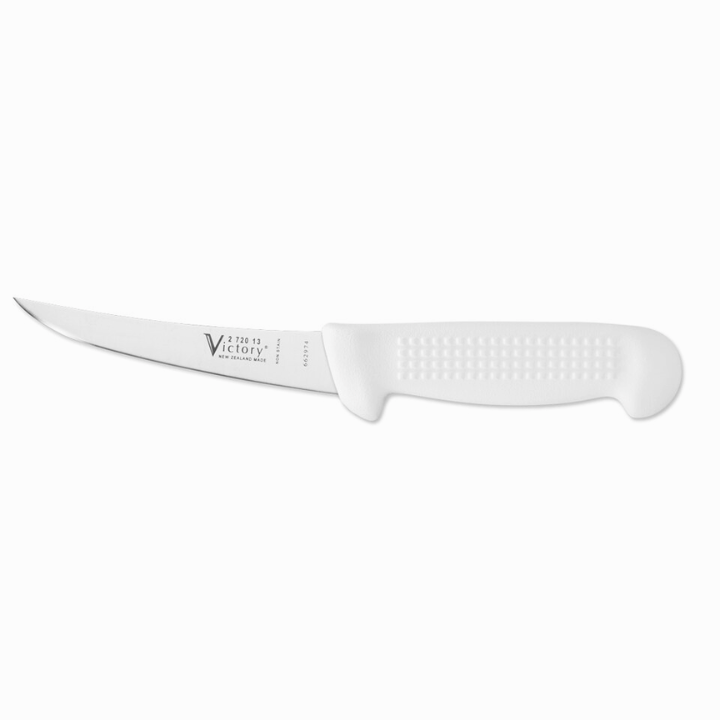Victory Knives narrow curved boning knife 13cm stainless steel white handle flexible filleting knife New Zealand