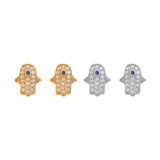 Hamsa Stud Earrings with Evil Eye Crystal-1