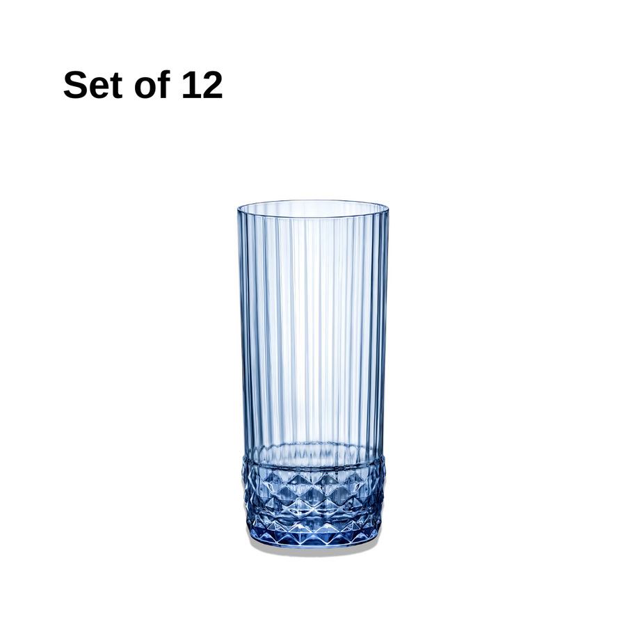 Bormioli Rocco America 20 Cooler 490ml Sapphire Blue Glass – Set of 12