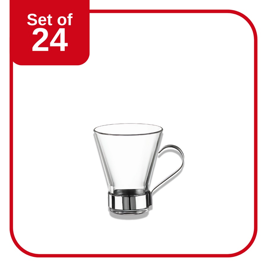 Bormioli Rocco Ypsilon Cappuccino 220ml Clear Glass Cups – Set of 24