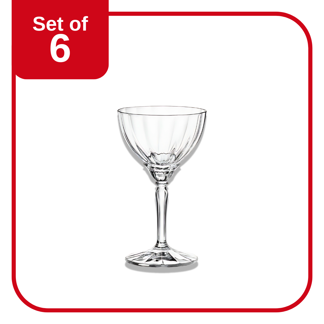 Bormioli Rocco Florian Champagne Glass 240 ml set of 6 in Clear with Venetian-inspired reeded design