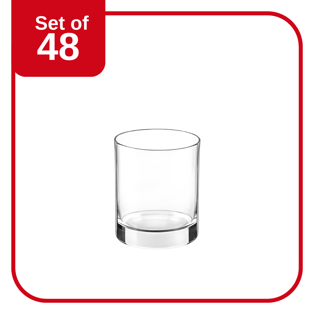 Bormioli Rocco Cortina Water Glass 255 ml set of 48 clear glasses with simple linear design