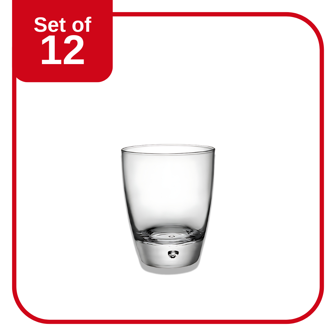 Bormioli Rocco Luna DOF 350 ml tumbler set of 12 clear glass with bubble base