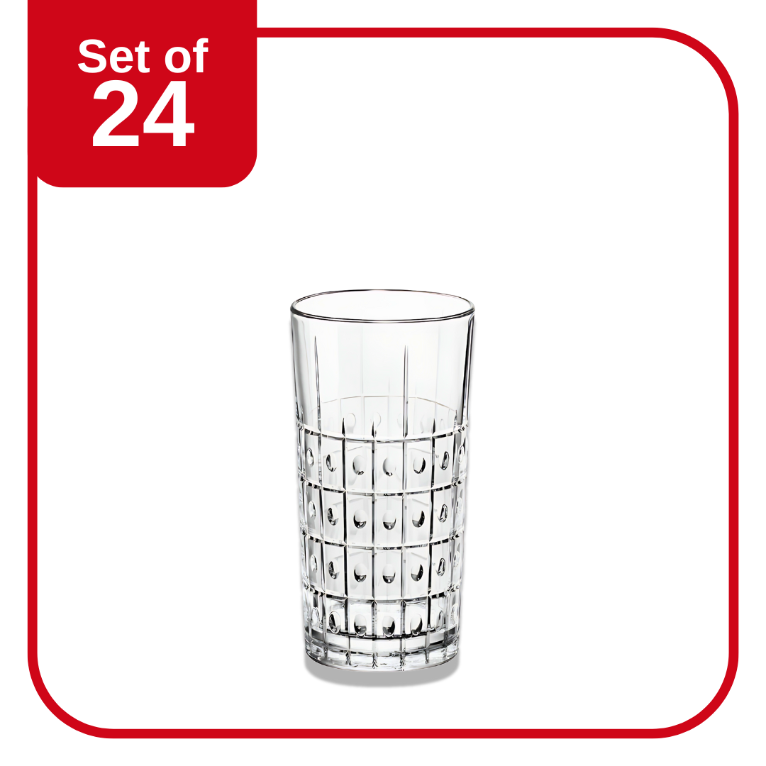 Bormioli Rocco Bartender Este Long Drink 300 ml set of 24 tempered glass geometric pattern durable